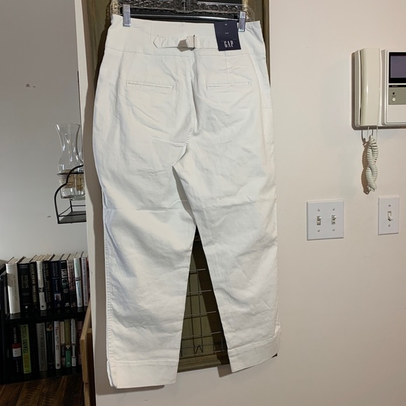 GAP High Rise Crop Jeans White Button Fly Waist Cinched Capri Pants Size 10 NWT - Picture 7 of 7